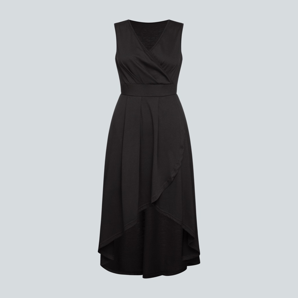Deep V Neck Sleeveless High Low Crossover
Hem Flowy Midi Casual Dress - Picture 7 of 8